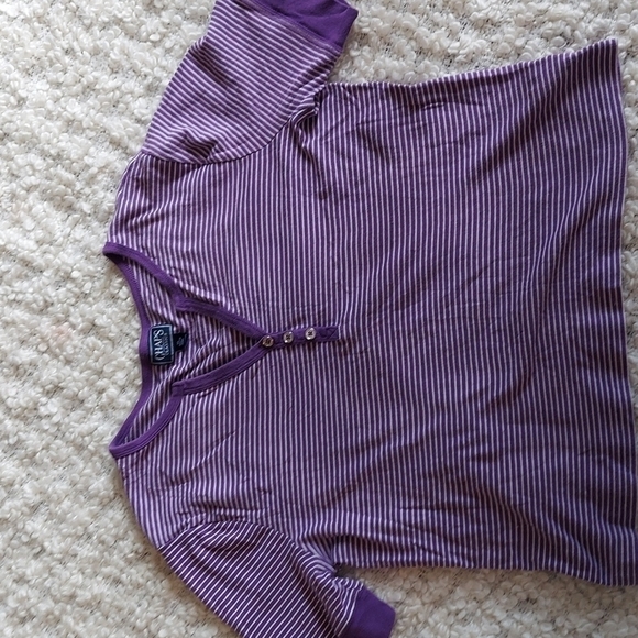 CHAPS Classics Purple Striped Crew Beck T Shirt. Size XL. 100% Cotton. - Picture 1 of 6